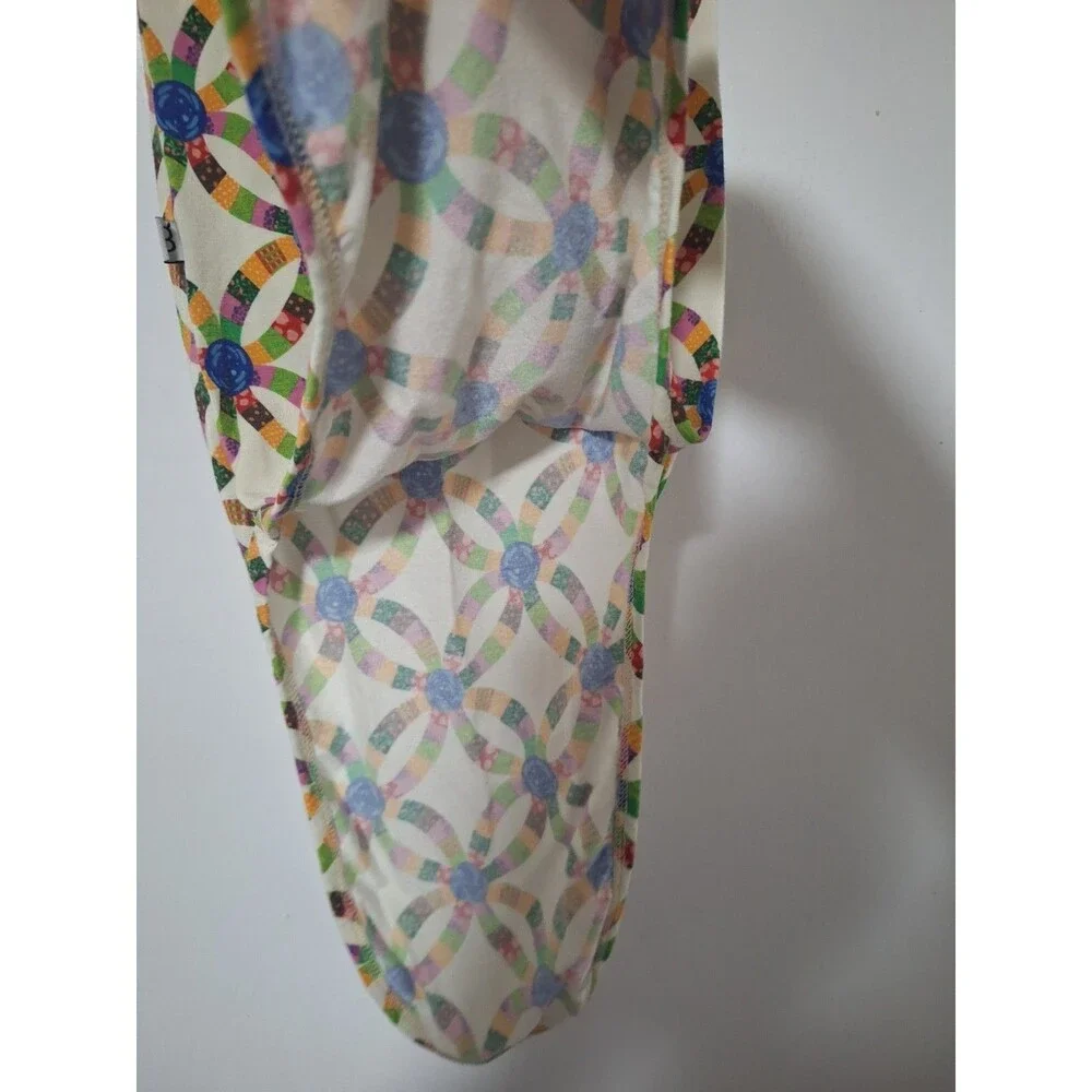 Goosies 0-3 Months Bamboo Knotted Gown Quilt Girl Print Fold-Over Mittens...